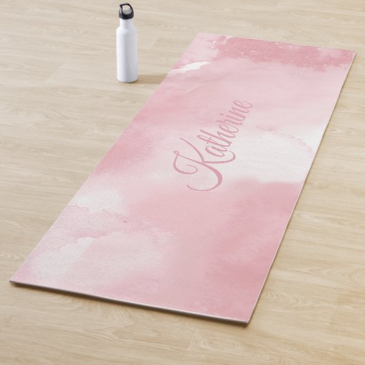 Kühler Blush-Pink-Wasserfarbe-Skriptname Yogamatte (Beispiel)