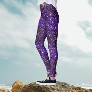 Kühler Funkeln Glitzer Glitter Lila Galaxie Muster Leggings