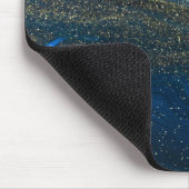 Kühler geometrischer blauer Stein Marmor Mousepad (Ecke)