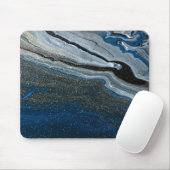 Kühler geometrischer blauer Stein Marmor Mousepad (Mit Mouse)