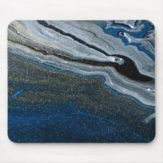 Kühler geometrischer blauer Stein Marmor Mousepad (Vorne)
