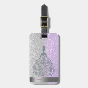 Kühler Glitter-Bokeh-Ombre-Streifen, Mädchen-Silho Gepäckanhänger
