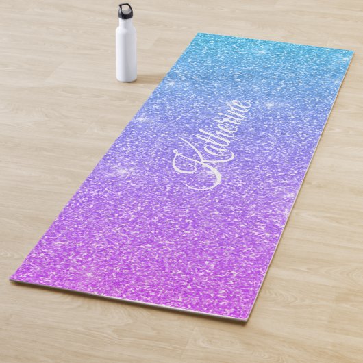 Kühler Gradient Glitter Girly Script Name Yogamatte (Beispiel)