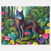 Kühler Grauer-Wolf-Fee-Tier Fleecedecke (Vorderseite (Horizontal))