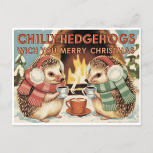 Kühler Igel Weihnachten Postkarte