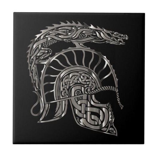 Kühler Krieger Metallic-Drachenhelm Fliese (Vorderseite)
