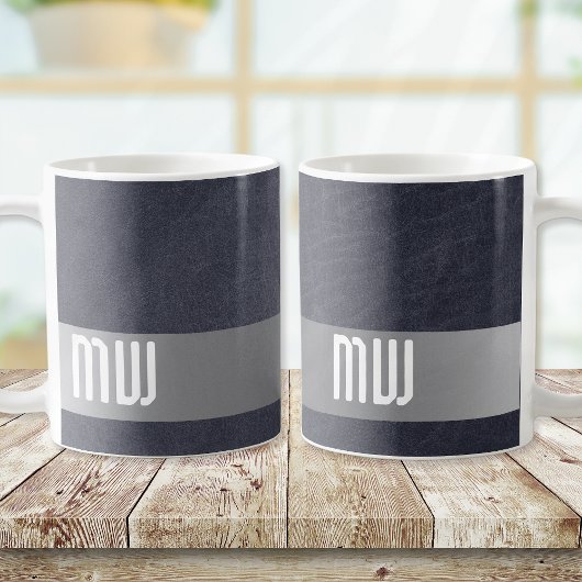 Kühler Leder-Metall-Streifen-Bold-Monogramm Kaffeetasse