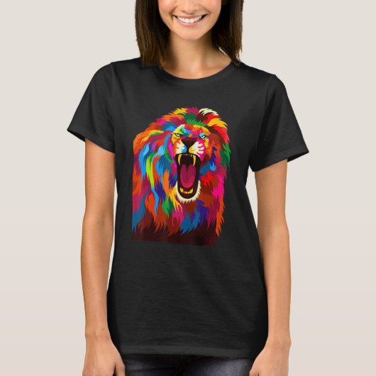Kühler Löwenkopf mit hellen Farben T-Shirt (Vorderseite)
