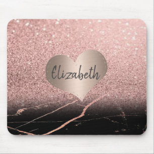 Kühler Marmor, Glitter, Herz - Personalisiert Mousepad