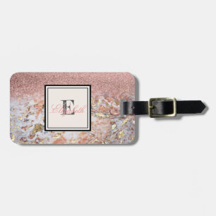 Kühler Marmor-Ombre-Glitter-Monogramm personalisie Gepäckanhänger