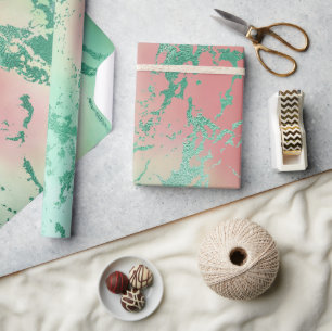 Kühler Marmor   Reizvolles, pastellfarbenes Korall Geschenkpapier