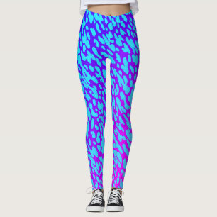 Kühler Neonblauer und Violetter Tierdruck Wildlife Leggings