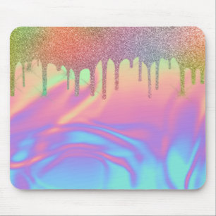Kühler Regenbogen Glitter Tropfen Ombre Holografis Mousepad