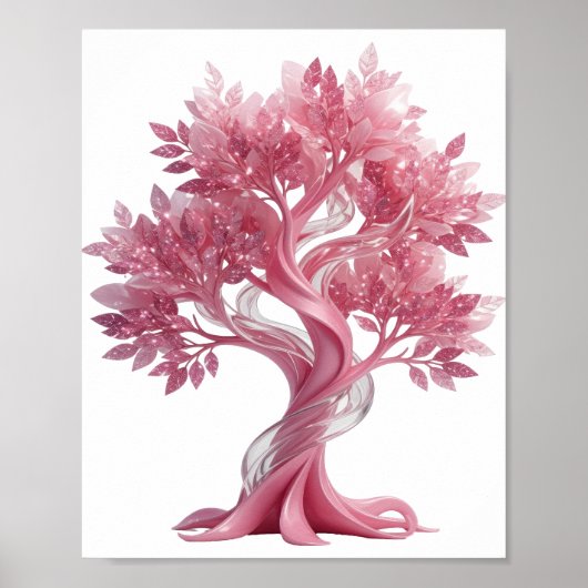 Kühler Silberner ROSA BAUM Poster (Vorne)