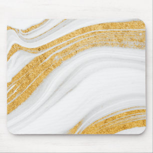 Kühler Weißer Marmor Gold Glitter Mousepad