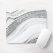 Kühler weißer Marmor Silber Glitter Mousepad (Mit Mouse)