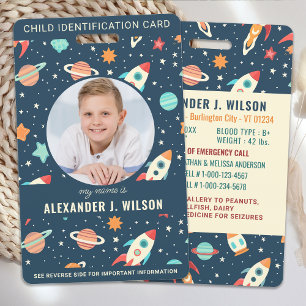 Kühler Weltraum Individuelle Foto-Kinderidentifika Ausweis