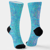 Kühles Aqua-Blau abstraktes Zweigmuster Socken (Gewinkelt)