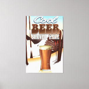 Kühles Bier serviert hier Vintage-Inn-Plakat Leinwanddruck