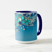 Kühles Blau Irisierendes Mosaik Tasse (VorderseiteRechts)