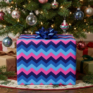 Kühles Blau Rosa Chevron-Muster-Geschenkpapier Geschenkpapier