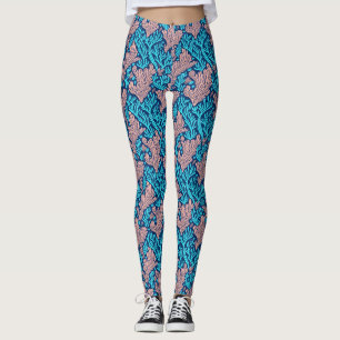 Kühles Blau und Rosa Korallen Ozean Aquatisches Mu Leggings