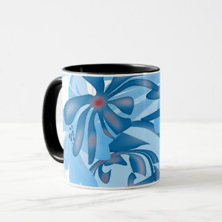 Kühles Blaues Blumenmuster: Stylishes Mug-Design Tasse