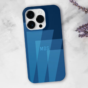 Kühles blaues geometrisches Muster Monogramm iPhon iPhone 16 Pro Hülle