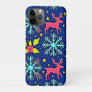 Kühles Blaues Weihnachts-Rentier-Musterdesign Case-Mate iPhone Hülle