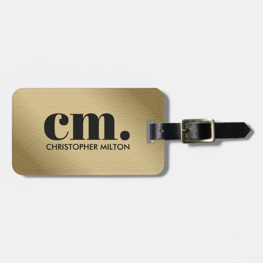 Kühles falsches Gold fettes Monogramm Schwarz Gepäckanhänger (Vorderseite horizontal)