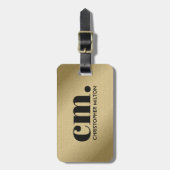 Kühles falsches Gold fettes Monogramm Schwarz Gepäckanhänger (Vorderseite vertikal)