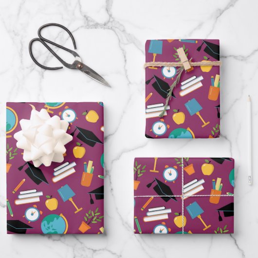 Kühles Fliesen-Schulmuster Geschenkpapier Set (Vorderseite)