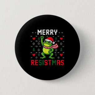 Kühles Frohes Resistmas Frosch Winter Feiertag Gra Button