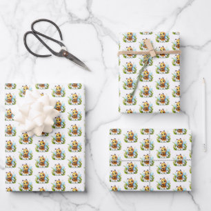 Kühles, gekacheltes Unisex-Baby-Bienen-Muster Geschenkpapier Set