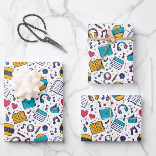 Kühles gemustertes Schulmuster Geschenkpapier Set