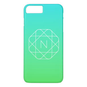 Kühles geometrisches Monogramm Blau und Limetten Case-Mate iPhone Hülle