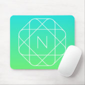 Kühles geometrisches Monogramm | Blau und Limetten Mousepad (Mit Mouse)