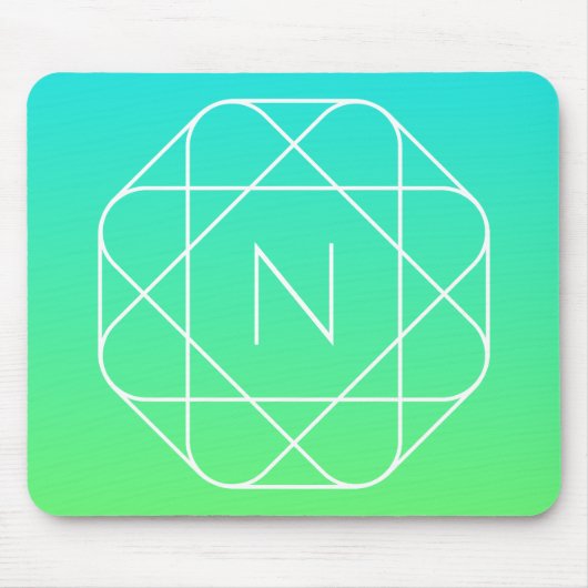 Kühles geometrisches Monogramm | Blau und Limetten Mousepad (Vorne)