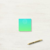 Kühles geometrisches Monogramm | Blau und Limetten Post-it Klebezettel (Auf Schreibtisch)