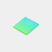 Kühles geometrisches Monogramm | Blau und Limetten Post-it Klebezettel (angewinkelt)