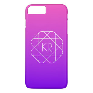 Kühles geometrisches Monogramm Magenta Violett L Case-Mate iPhone Hülle
