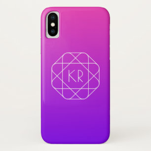 Kühles geometrisches Monogramm Magenta Violett L Case-Mate iPhone Hülle