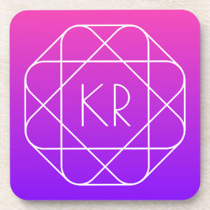 Kühles geometrisches Monogramm Magenta Violett L Getränkeuntersetzer