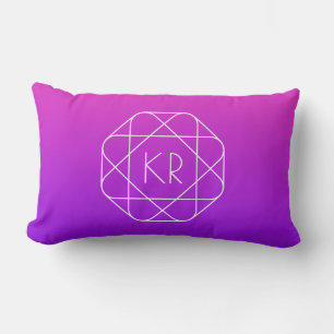 Kühles geometrisches Monogramm Magenta Violett L Lendenkissen