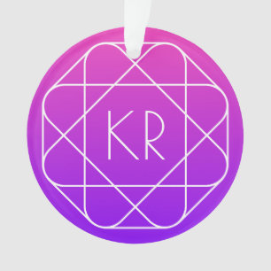 Kühles geometrisches Monogramm   Magenta Violett L Ornament