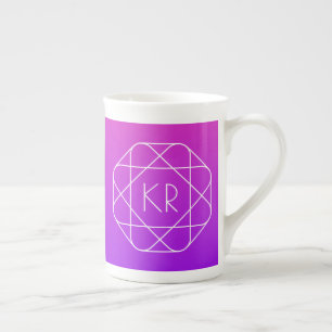 Kühles geometrisches Monogramm Magenta Violett L Porzellantasse