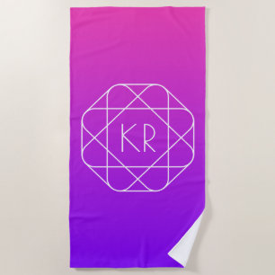 Kühles geometrisches Monogramm Magenta Violett L Strandtuch
