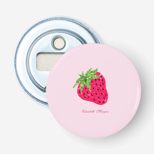 Kühles Glitter Erdbeere  Rosa Flaschenöffner (Vorderseite)
