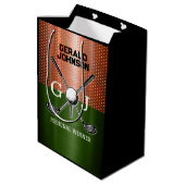 Kühles Golf-Monogramm-Design Mittlere Geschenktüte (Rückseite Schrägansicht)