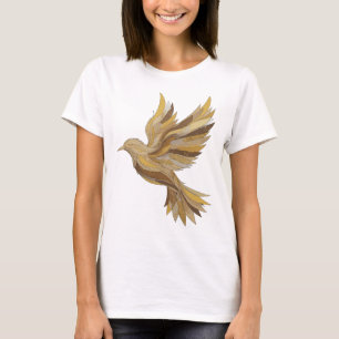 Kühles Grau GOLDENER VOGEL Slogan Design T-Shirt